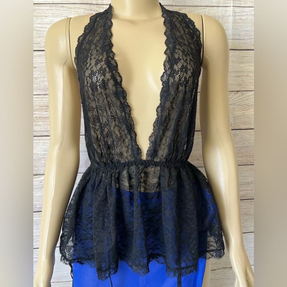 Victoria’s Secret Womens Black Unlined Plunge Babydoll Gown Size M NWT